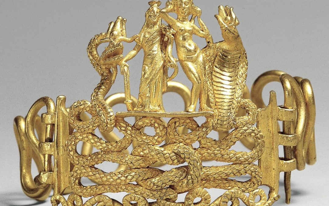 Gold bracelet with Agathodaimon, Isis-Tyche, Aphrodite and Thermouthis