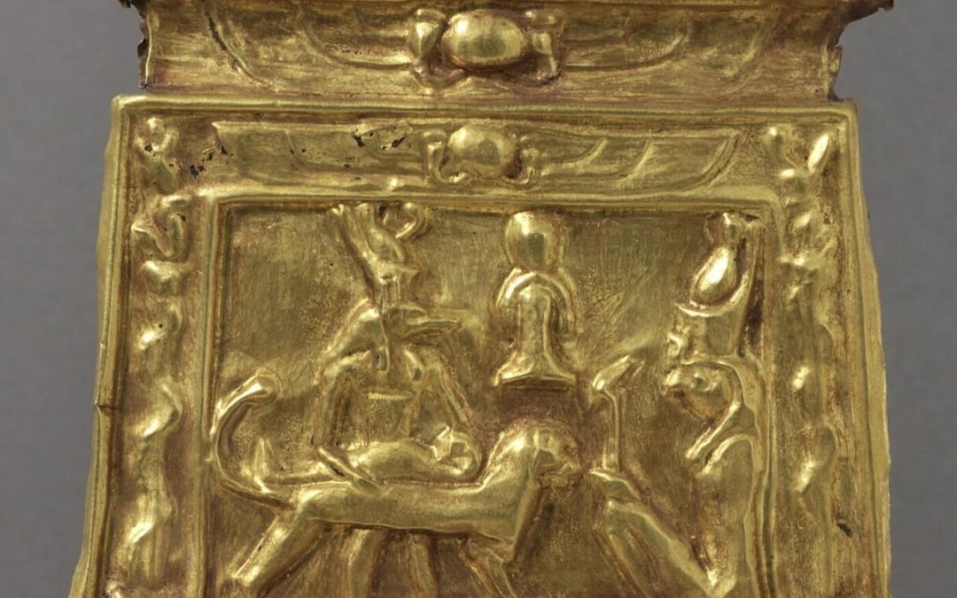 Gold pectoral of Anubis and Horus
