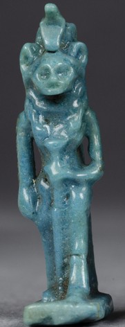 Bastet - Blue glaze H 2.8, W 0.8, D 1.3