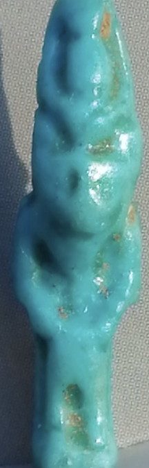 Bastet-Mut - Blue glaze with a partial dorsal pillar H 1.9, W 0.5, D 0.5