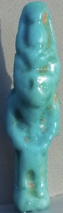 Bastet-Mut - Blue glaze with a partial dorsal pillar H 1.9, W 0.5, D 0.5 Bastet-Mut - Blue glaze with a partial dorsal pillar H 1.9, W 0.5, D 0.5