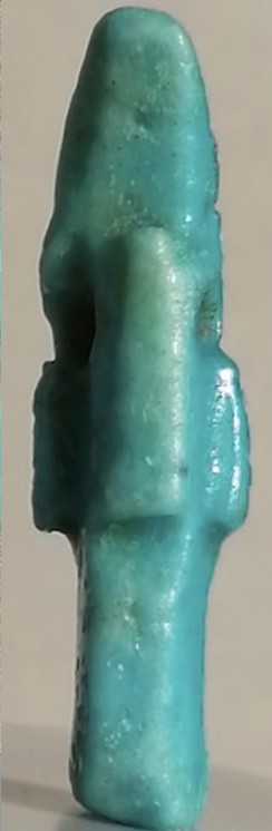 Bastet-Mut - Blue glaze with a partial dorsal pillar H 1.9, W 0.5, D 0.5 Bastet-Mut - Blue glaze with a partial dorsal pillar H 1.9, W 0.5, D 0.5