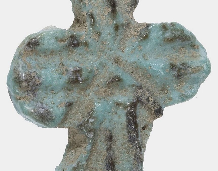 Blue and black glaze butterfly amulet