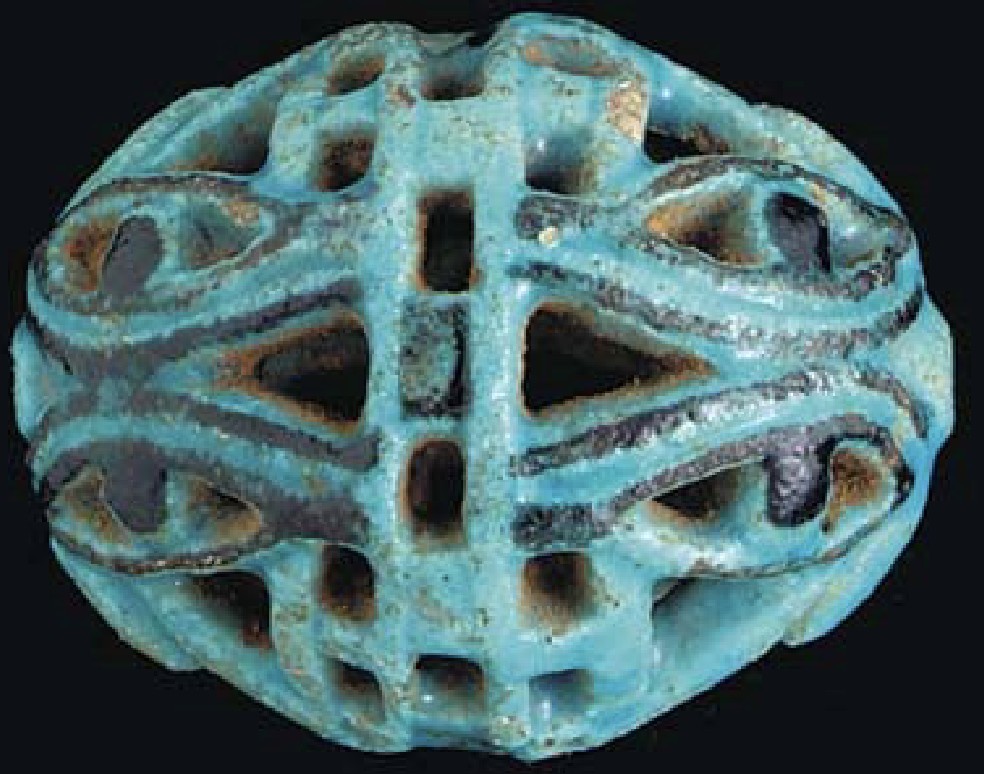 Blue/black glaze quadruple Wedjat eye Blue/black glaze quadruple Wedjat eye