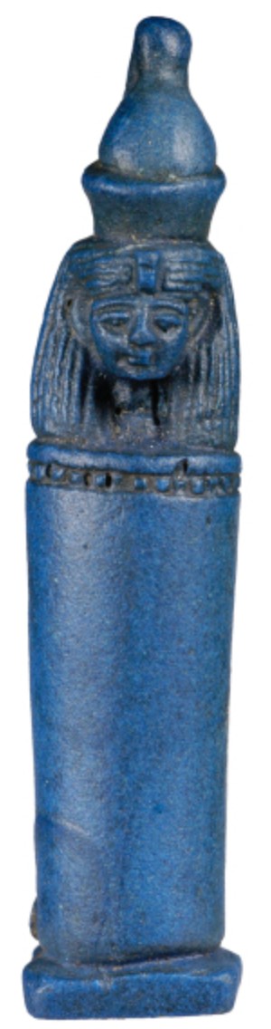 Blue glassy material of a model decree case of the goddess Mut Blue glassy material of a model decree case of the goddess Mut