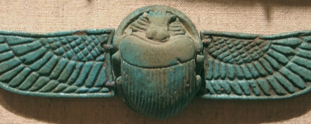 Blue glaze winged scarab