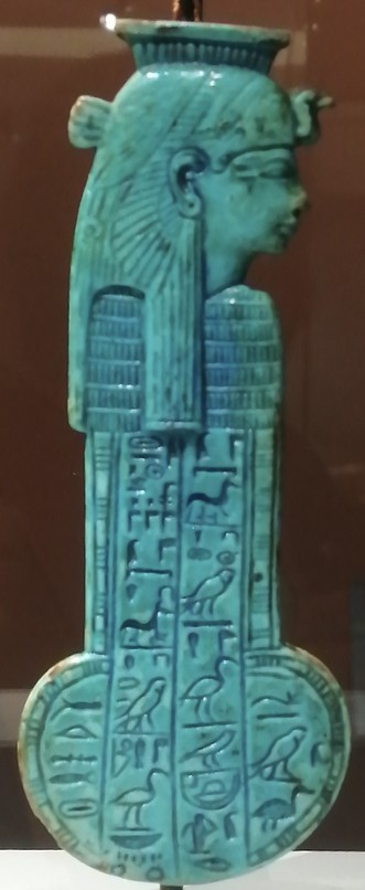 Blue glaze with Hathor head menat counterpoise Blue glaze with Hathor head menat counterpoise