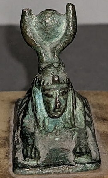 Copper alloy woman-headed scorpion Serket-Hathor, front