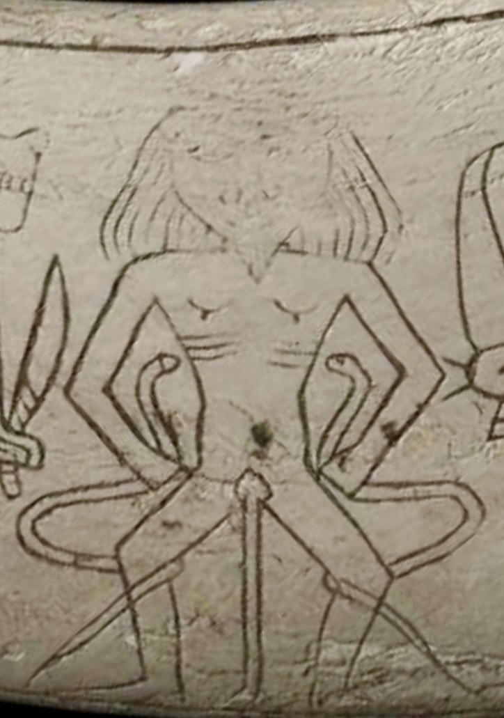 Early representation of Bes on an ivory amuletic wand Early representation of Bes on an ivory amuletic wand