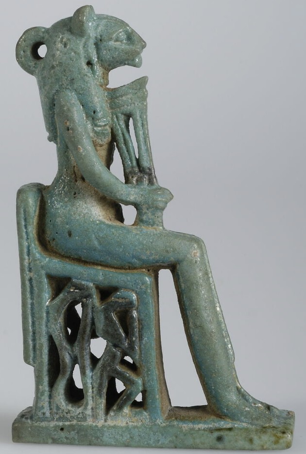 Enthroned Bastet - Green glaze Enthroned Bastet - Green glaze