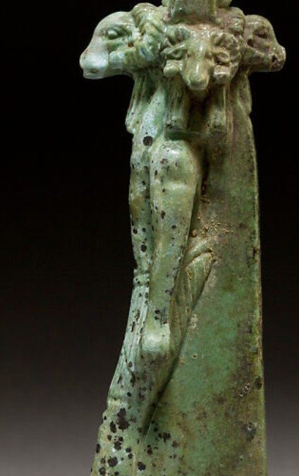 green glaze four ram headed god khnum view 1