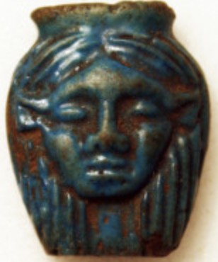 Hathor head variants - Blue glaze flat