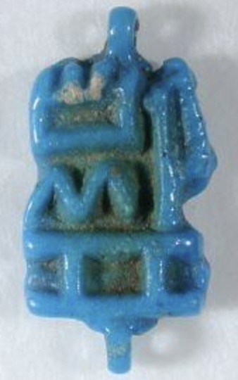 Blue glaze hieroglyphic amulet beloved of Amun