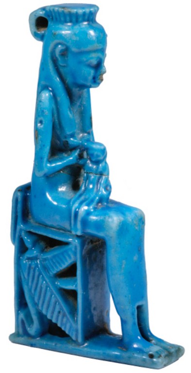 Isis-Hathor suckling Horus - Blue glaze H 5.7, W 1.6 Isis-Hathor suckling Horus - Blue glaze H 5.7, W 1.6