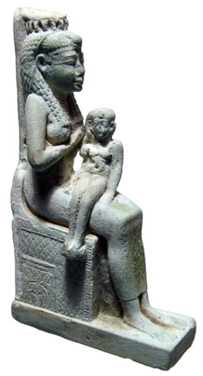 Isis-Hathor suckling Horus - Pale green glaze Isis-Hathor suckling Horus - Pale green glaze