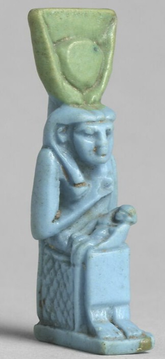 Isis-Hathor suckling Horus variants - Unusual blue/green glaze Isis-Hathor suckling Horus variants - Unusual blue/green glaze
