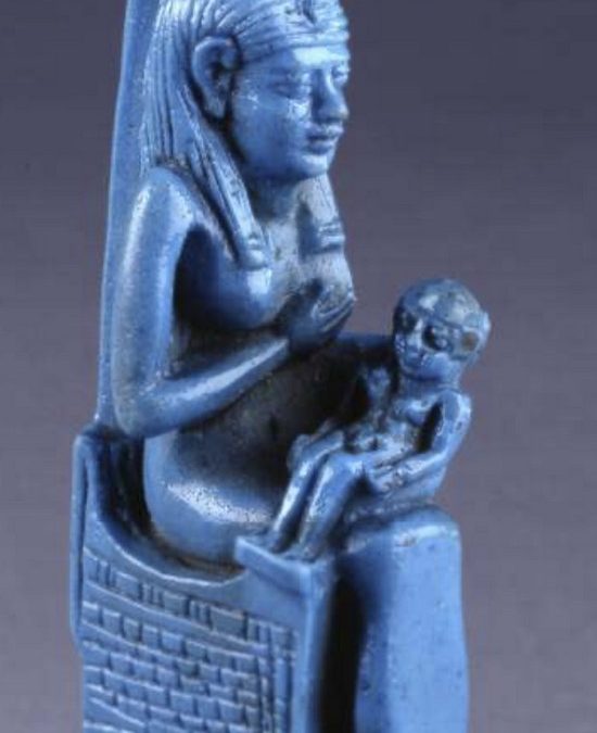 Isis suckling Horus - Blue glaze
