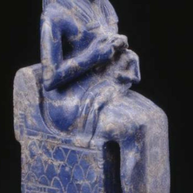 Isis suckling Horus variants - Unusual in lapis lazuli