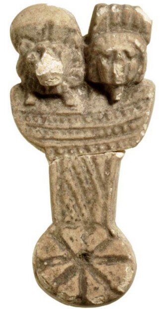 Brown glaze broken menat of Mekhit and Onuris-Shu