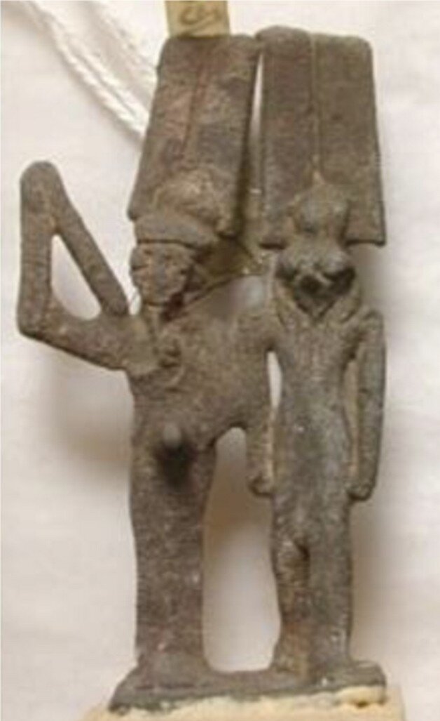 Copper alloy dyad of Min and Horus Copper alloy dyad of Min and Horus