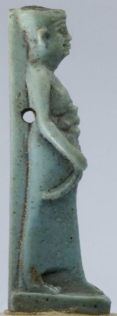 Neith suckling Sobek - Blue glaze, red crown Neith suckling Sobek - Blue glaze, red crown