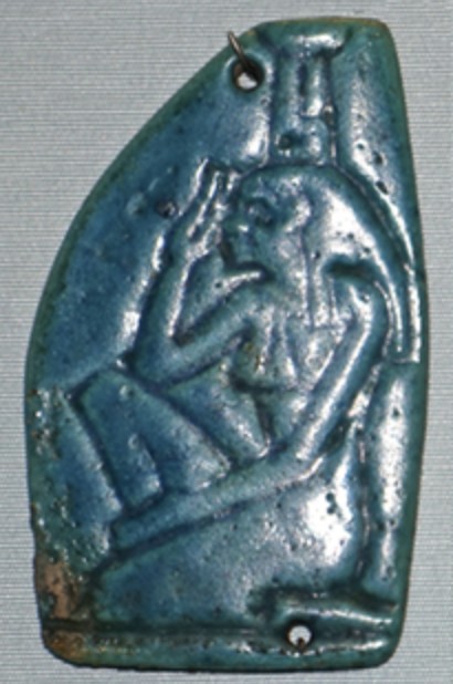 Nephthys mourning - Blue/green glaze, flat Nephthys mourning - Blue/green glaze, flat