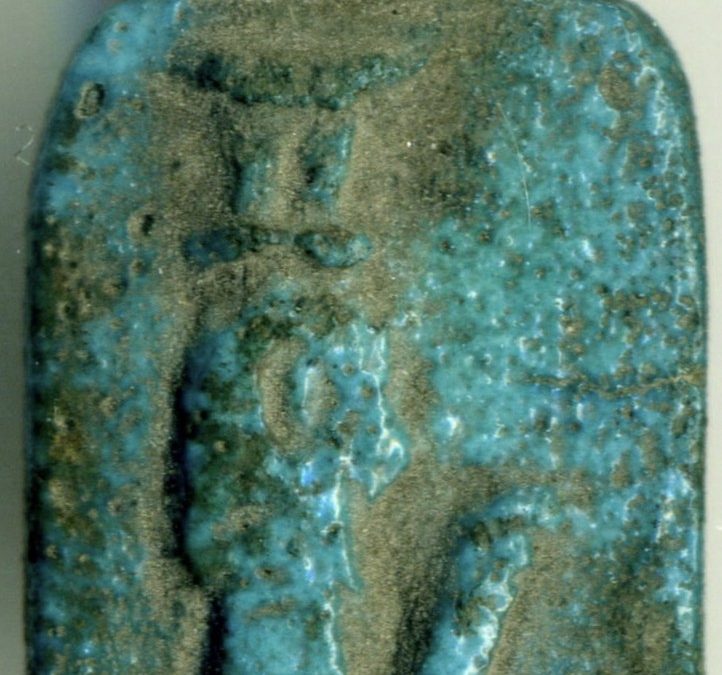 Nephthys squatting - Blue glaze H 2.3, W 1.3, T 0.5