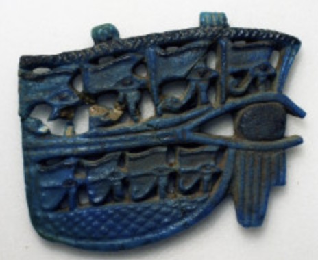 Openwork blue glaze flat back, partly broken Wedjat eye