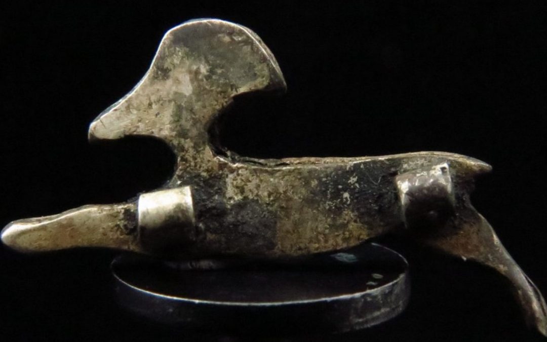 silver baby ibex amulet view 1