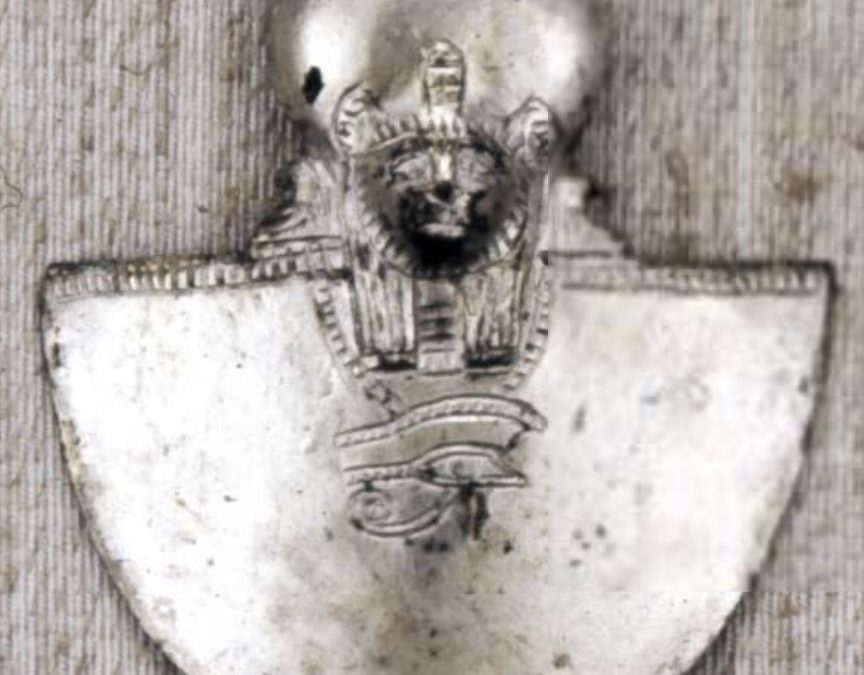 Silver Sekhmet with a wedjat aegis