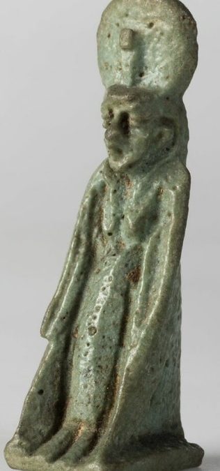 Standing winged Isis - Green glaze H 4.9, D 1.9 Undated