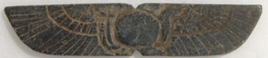 Steatite flat back winged sun disc with uraei