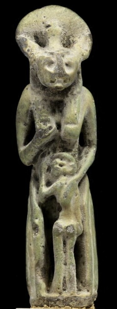 Unusual suckling goddesses - Faded green glazed composition Unusual suckling goddesses - Faded green glazed composition